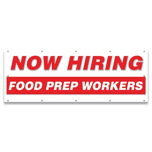 Now Hiring Food Prep Workers Banner Apply Inside Accepting Application Single Sided